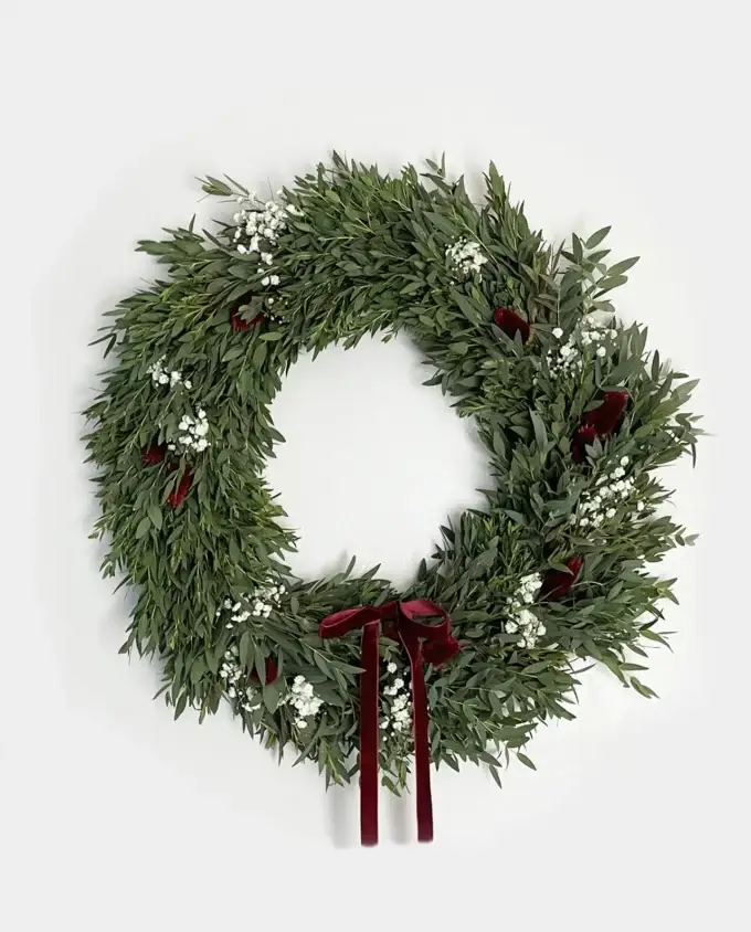 eucalyptus-gypsophilia-holiday-wreath-burgundy-bow-bottom