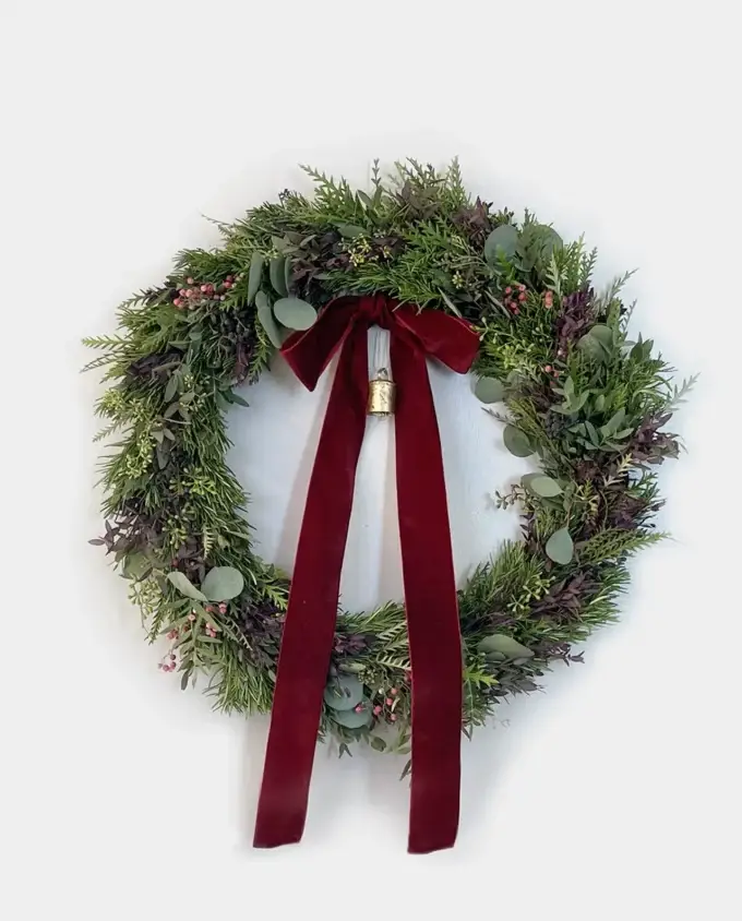 rosemary-pepperberry-wreath-burgundy-bow-bell