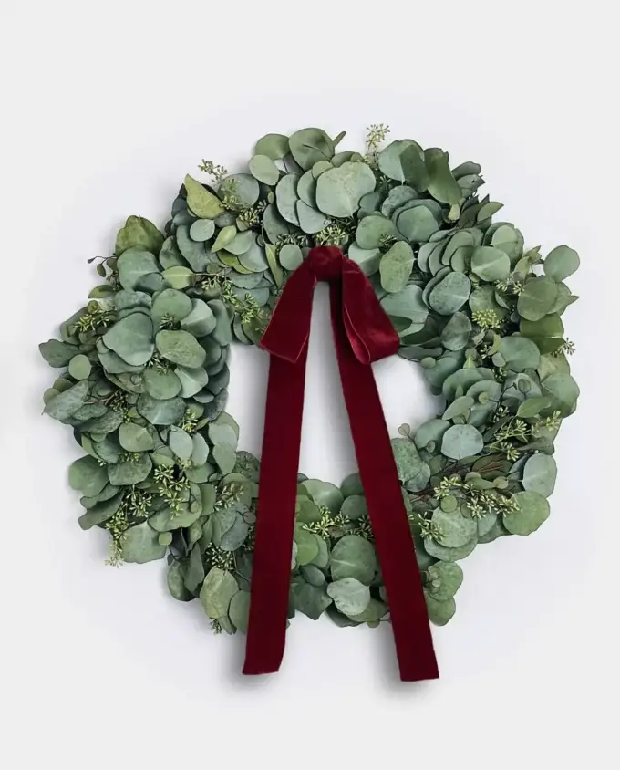 silver-dollar-seeded-eucalyptus-wreath-burgundy-ribbon